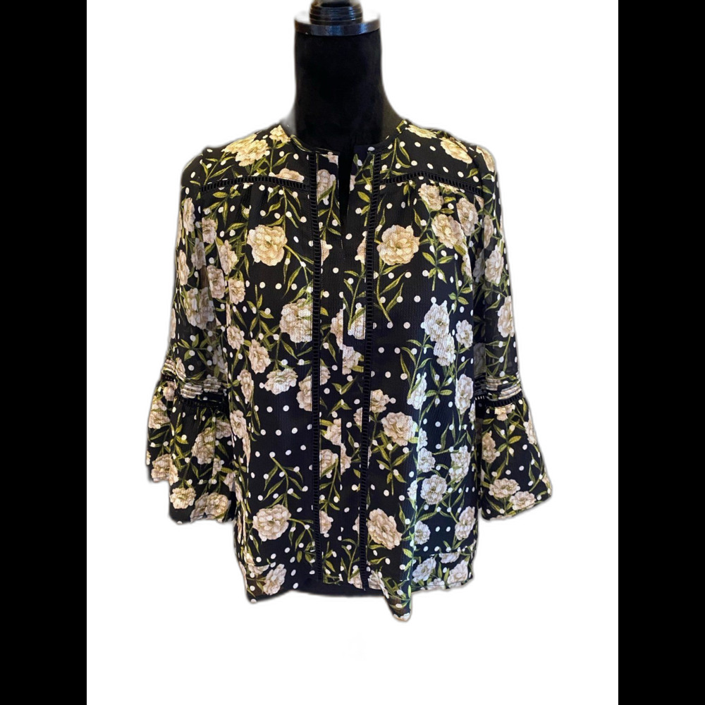 Fever Womens Blouse  Size Medium Top Long  Bell Sleeved‎ Boho Style Flowy Casual